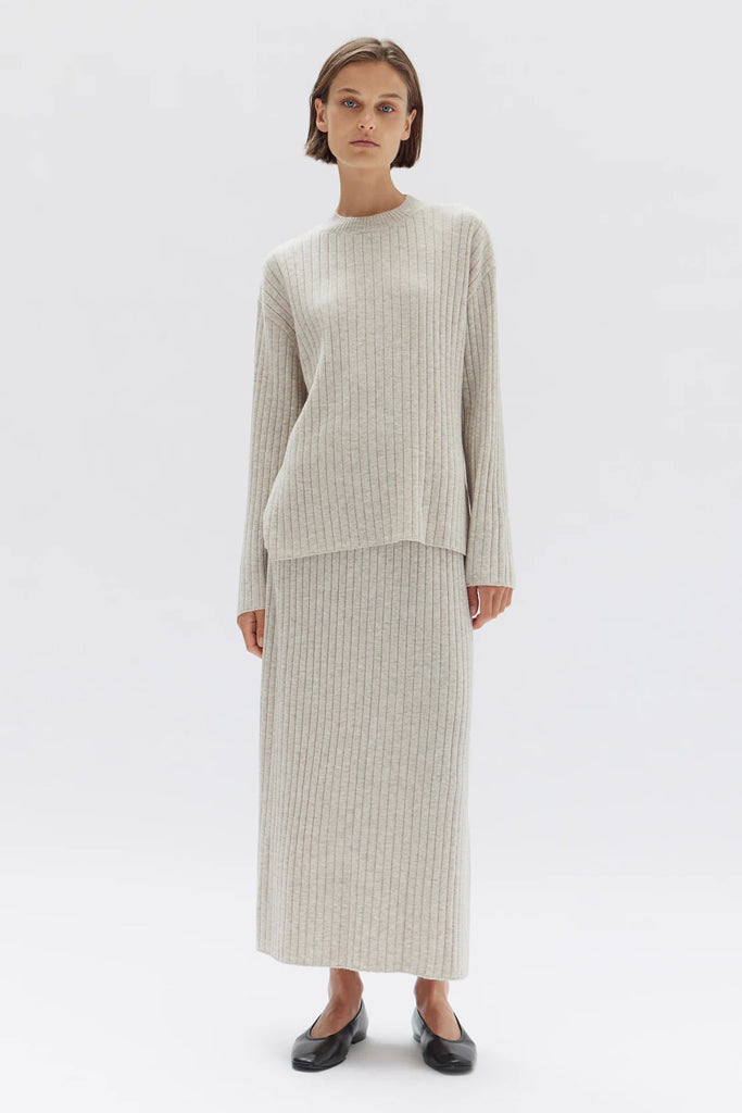 Assembly Wool Cashmere Rib Skirt Oat Marle