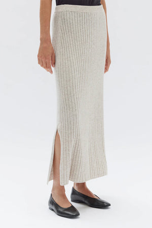 Assembly Wool Cashmere Rib Skirt Oat Marle