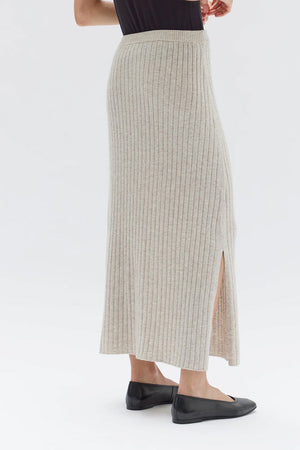 Assembly Wool Cashmere Rib Skirt Oat Marle