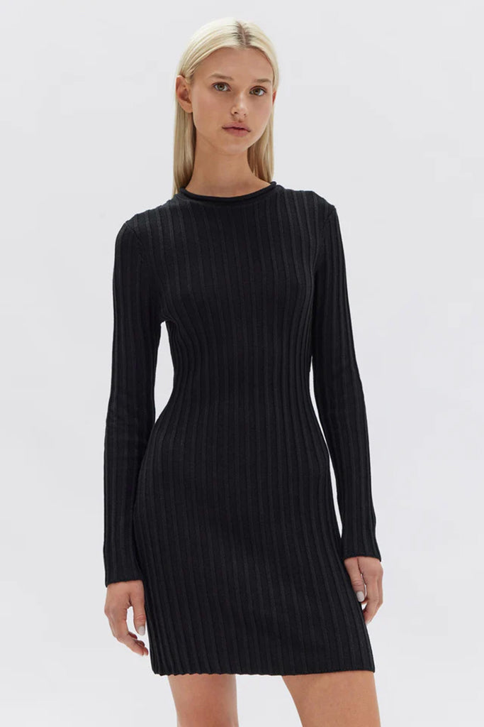 Assembly Brynn Cotton Rib Dress Black