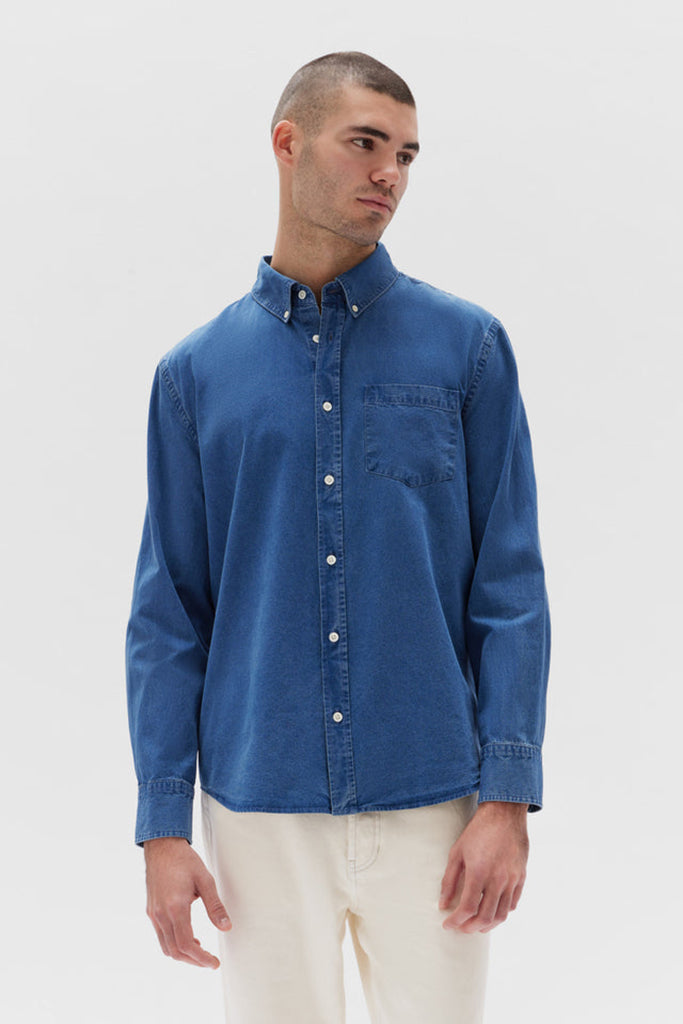 Assembly Chambray Long Sleeve Shirt Mid Indigo