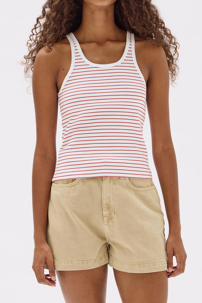 Assembly Drew Stripe Rib Tank Papaya/White