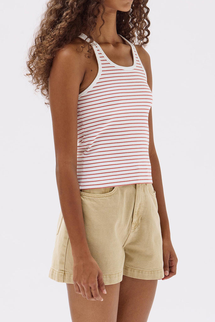 Assembly Drew Stripe Rib Tank Papaya/White