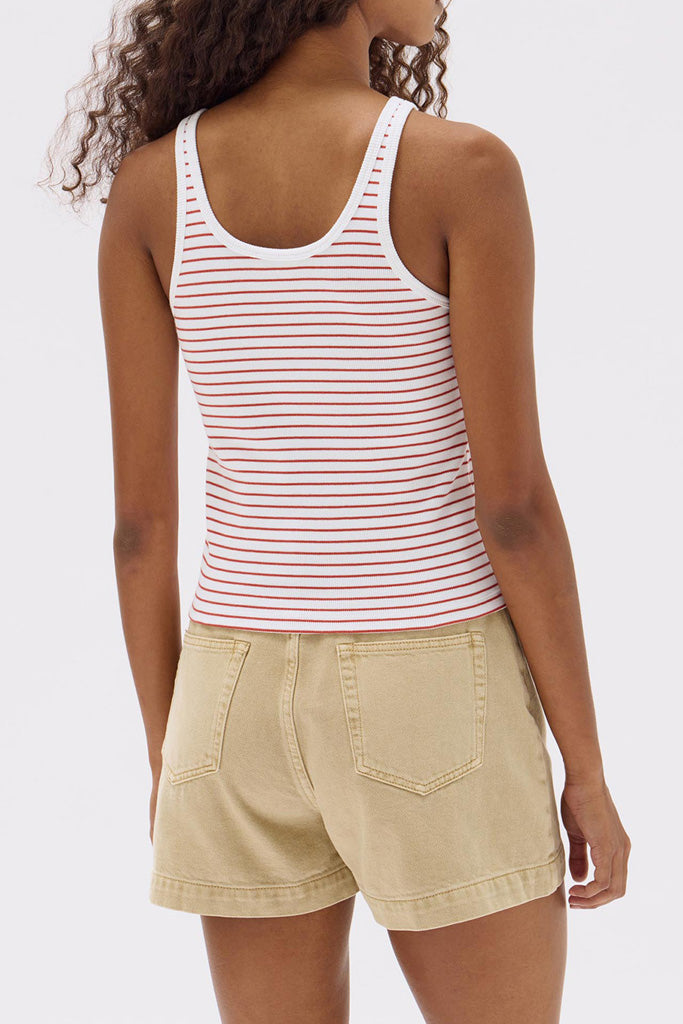 Assembly Drew Stripe Rib Tank Papaya/White