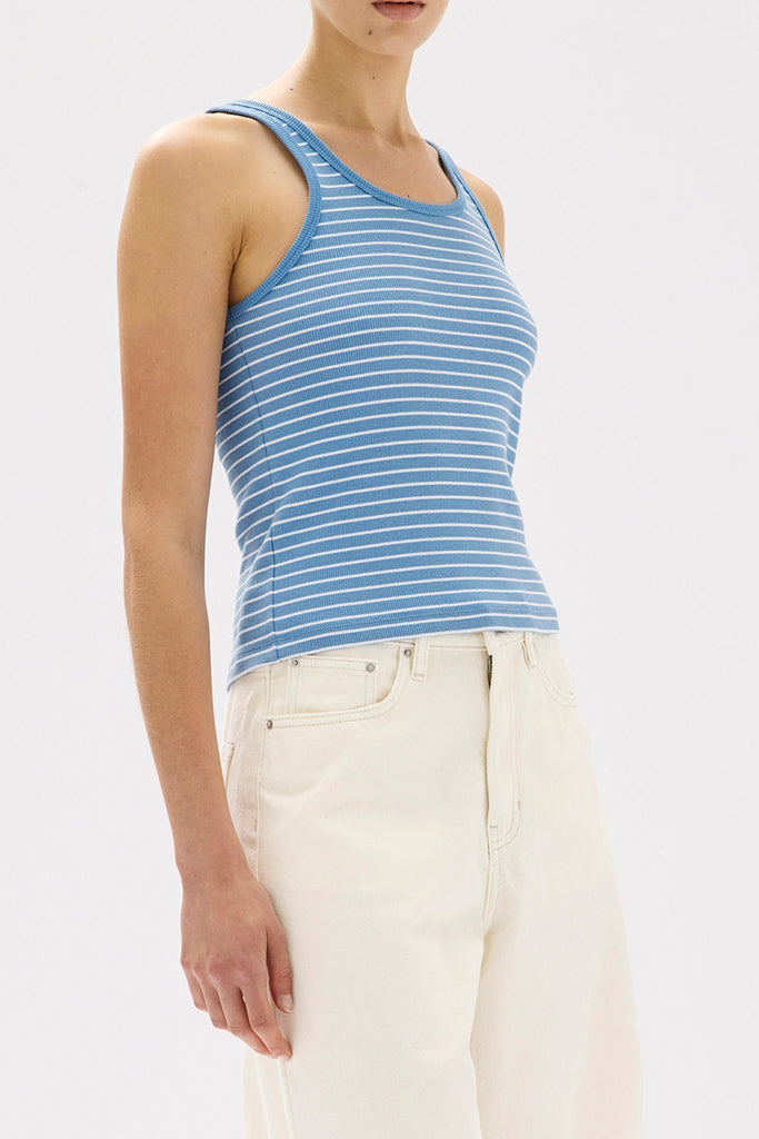 Assembly Drew Stripe Rib Knit Tank Bahama/White