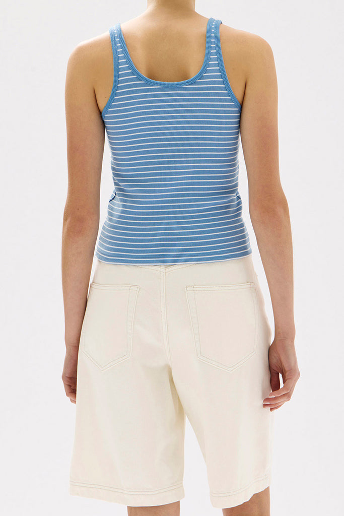 Assembly Drew Stripe Rib Knit Tank Bahama/White