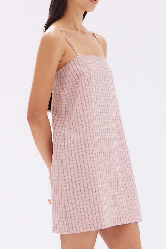 Assembly Emile Seersucker Mini Shift Dress Pomello Check