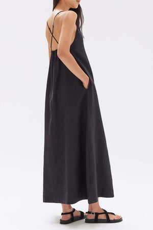 Assembly Fiona Linen Midi Dress Black