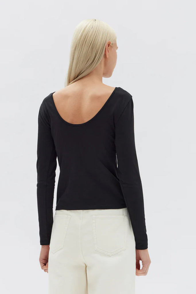 Assembly Jade Scoop Back Jersey Long Sleeve Top Black