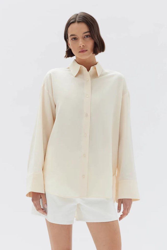 Assembly Kate Silk Linen Shirt Stone