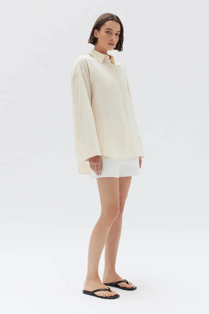 Assembly Kate Silk Linen Shirt Stone