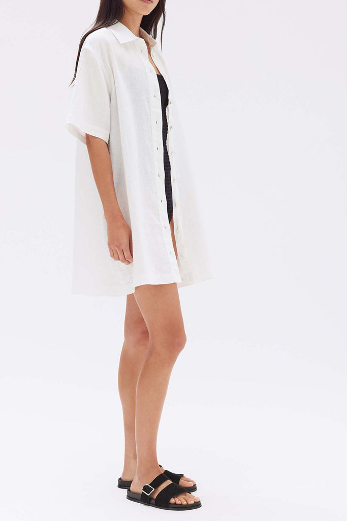 Assembly Louise Linen Mini Shirt Dress White