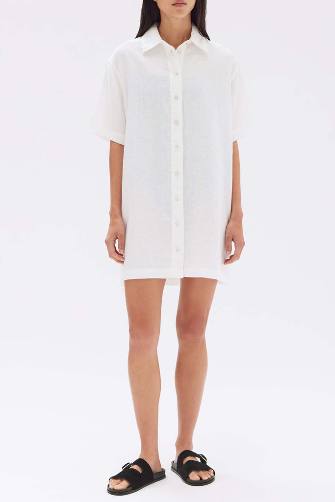 Assembly Louise Linen Mini Shirt Dress White