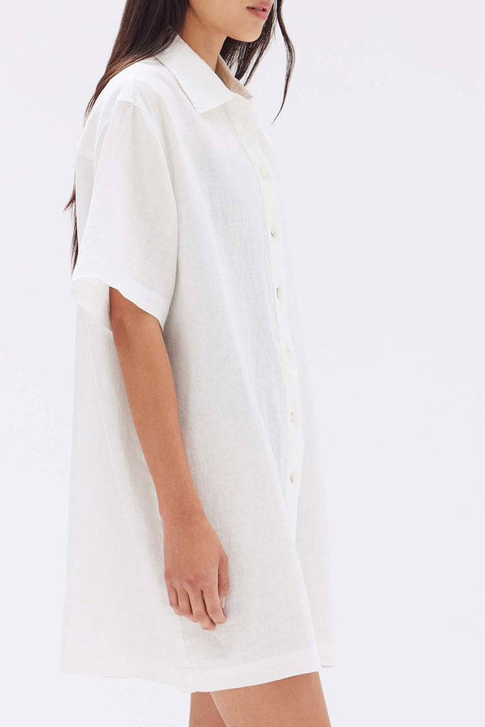 Assembly Louise Linen Mini Shirt Dress White