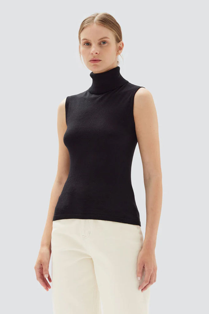 Assembly Marcella Cotton Cashmere Top Black