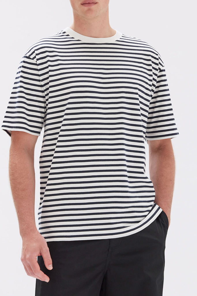 Assembly Mens Harbour Stripe Tee True Navy/White