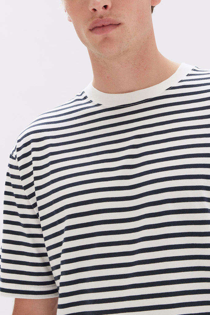 Assembly Mens Harbour Stripe Tee True Navy/White