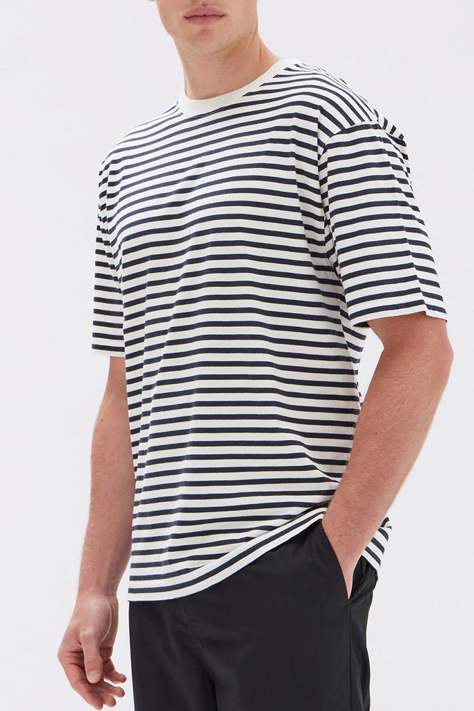 Assembly Mens Harbour Stripe Tee True Navy/White