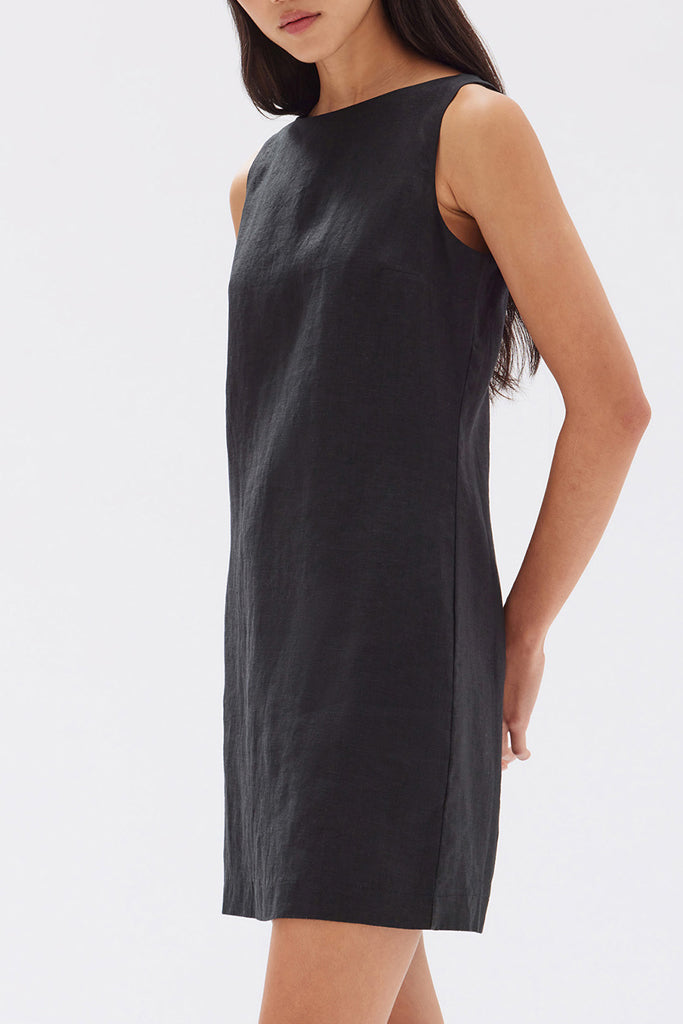 Assembly Nadine Linen Mini Dress Black