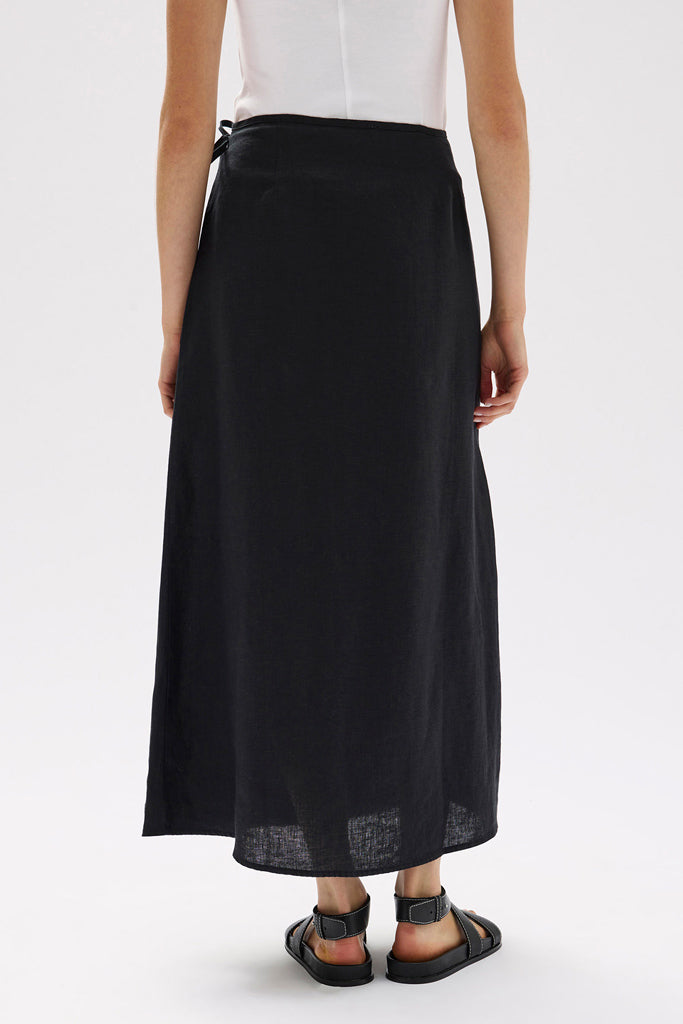 Assembly Roma Linen Wrap Skirt Black