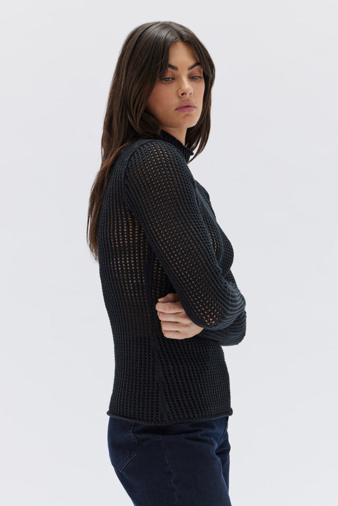 Assembly Salina Waffle Knit Top Black