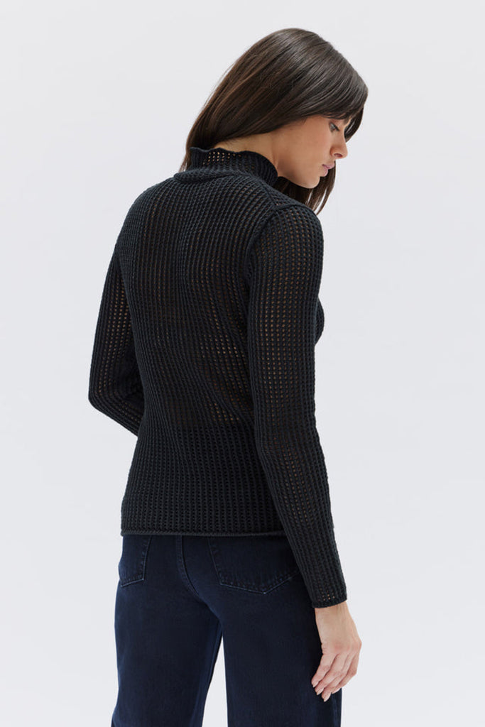 Assembly Salina Waffle Knit Top Black