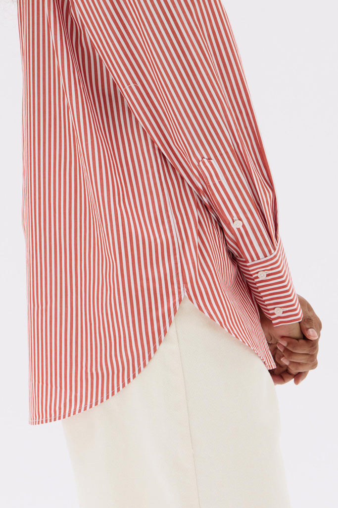 Assembly Signature Poplin Shirt Papaya/White Stripe