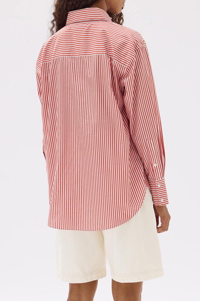 Assembly Signature Poplin Shirt Papaya/White Stripe