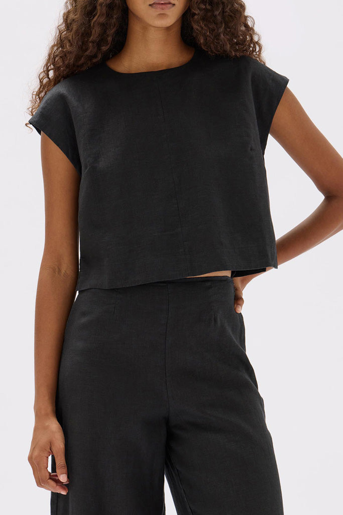 Assembly Tori Linen Top Black