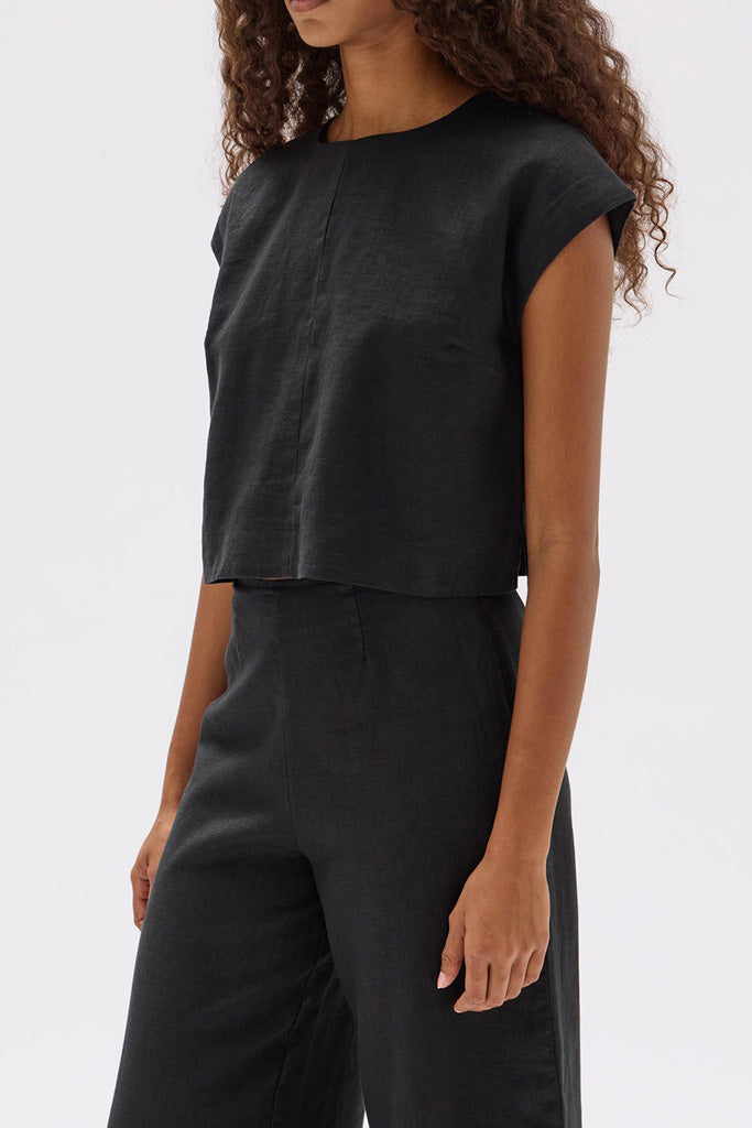 Assembly Tori Linen Top Black