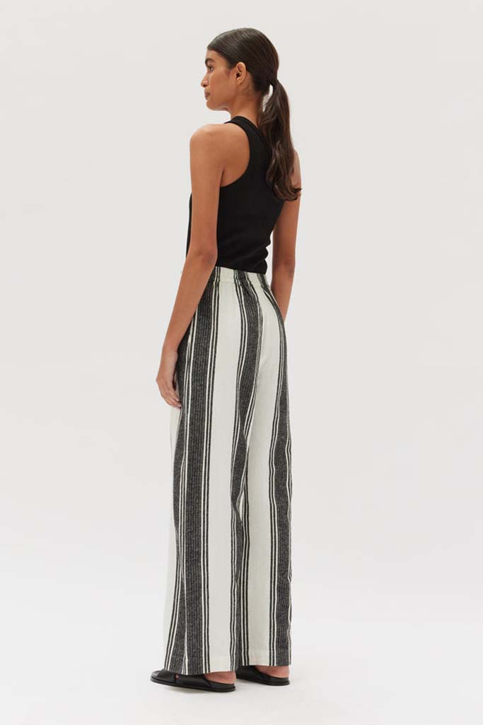 Assembly Tuscany Linen Stripe Pant Black/White