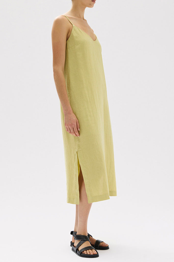 Assembly Vallory Linen Slip Dress Pear