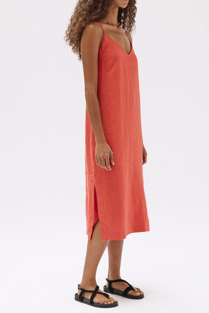 Assembly Vallory Linen Slip Dress Papaya