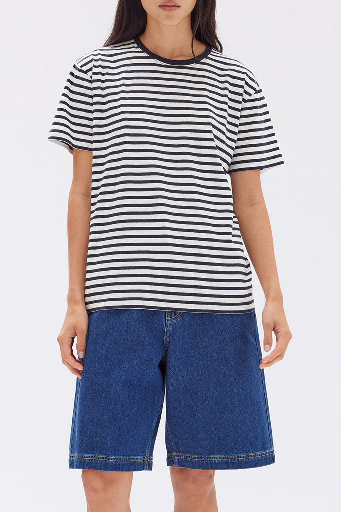 Assembly Harbour Stripe Tee True Navy/White