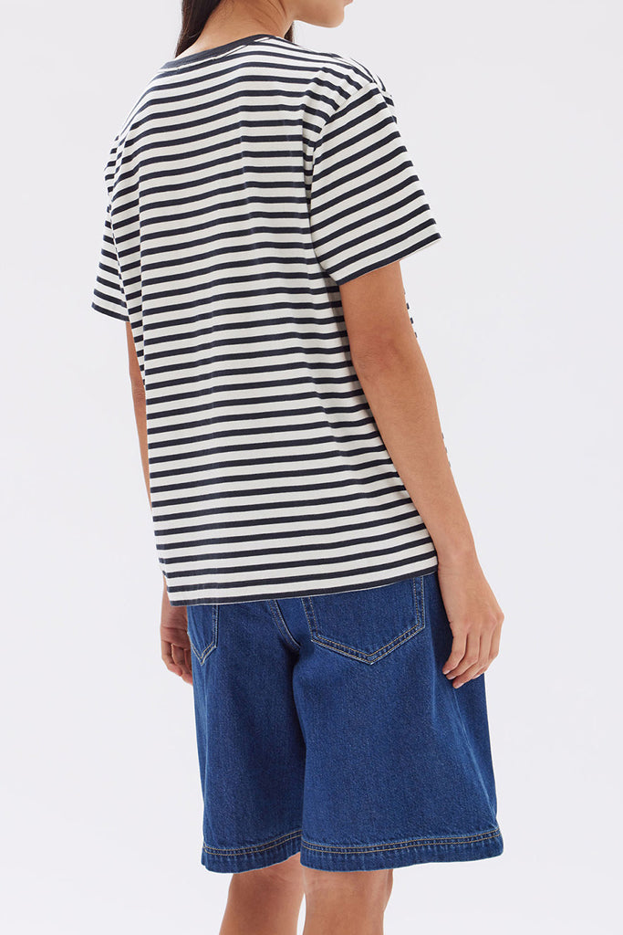 Assembly Harbour Stripe Tee True Navy/White