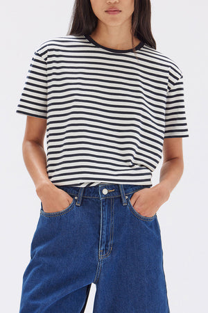 Assembly Harbour Stripe Tee True Navy/White