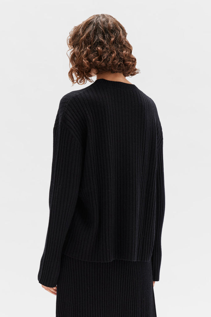 Assembly Wool Cashmere Rib Long Sleeve Top Black