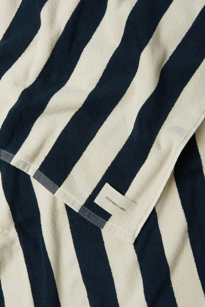 Assembly Cotton Stripe Beach Towel Navy Cream