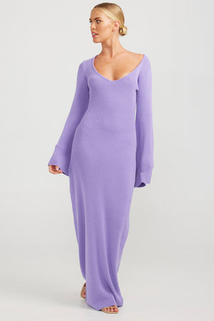 Charlie Holiday Matilda Knit Maxi Dress Lilac