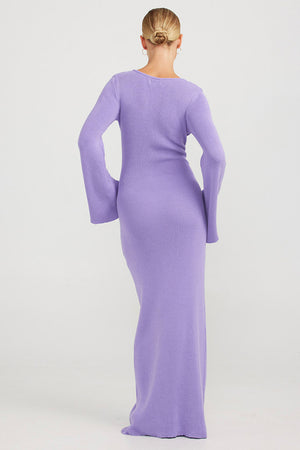 Charlie Holiday Matilda Knit Maxi Dress Lilac