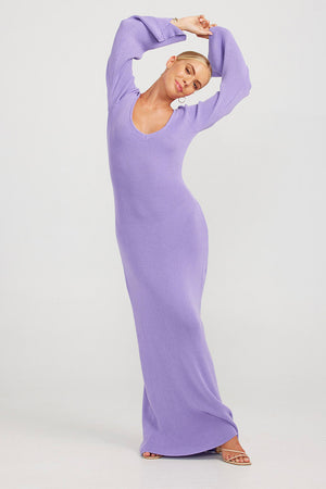 Charlie Holiday Matilda Knit Maxi Dress Lilac