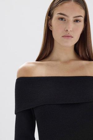 Assembly Cari Off-Shoulder Merino Wool Top Black