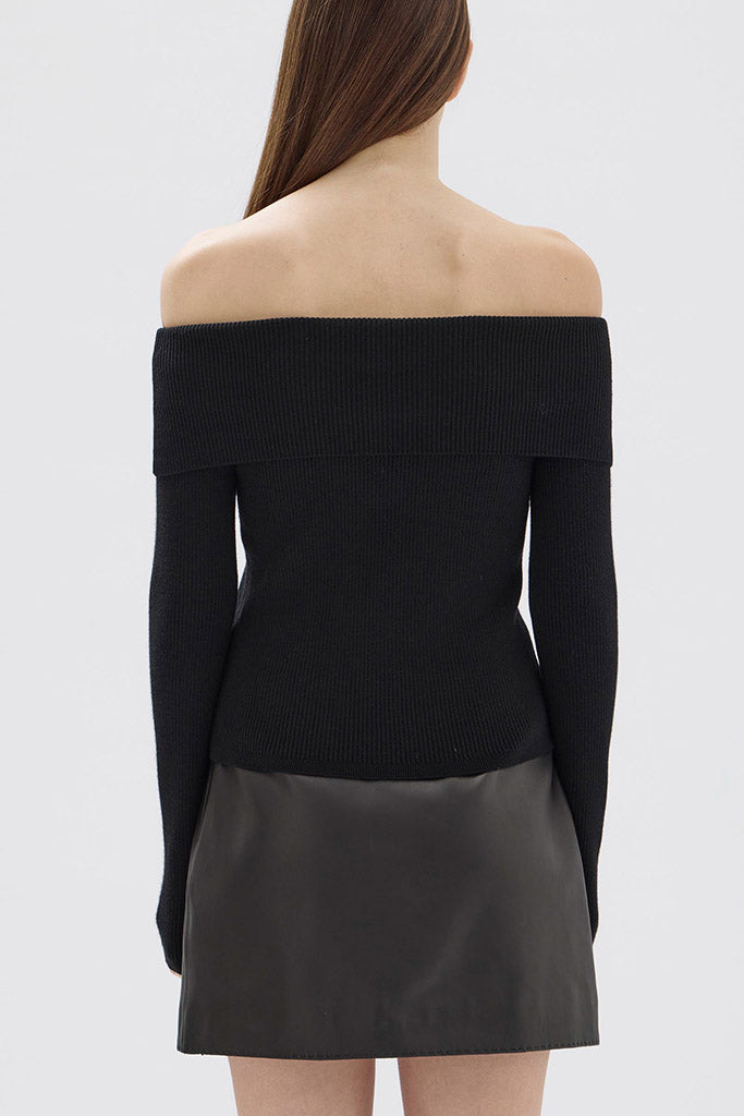 Assembly Cari Off-Shoulder Merino Wool Top Black