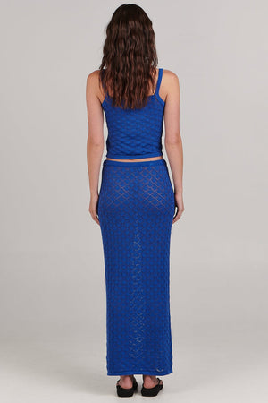 Charlie Holiday Emma Pointelle Midi Skirt Cobalt Blue