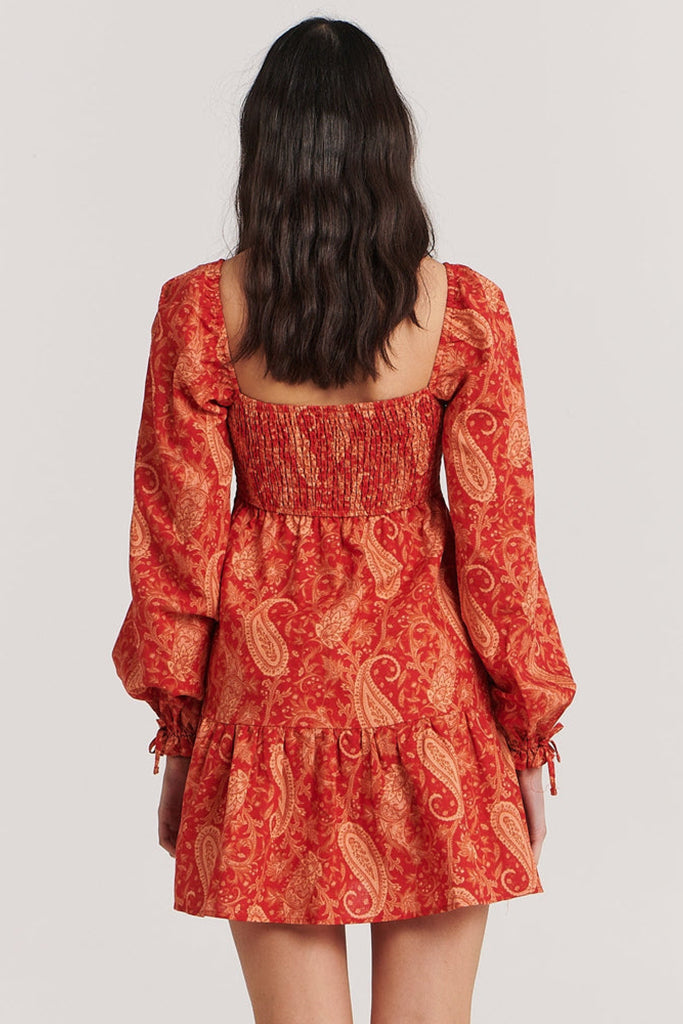 Charlie Holiday Gisele Mini Dress Terracotta Paisley