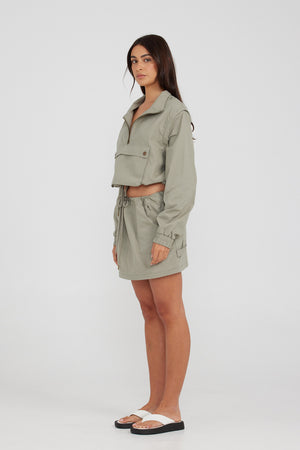 Charlie Holiday Amaya Cargo Jacket Sage