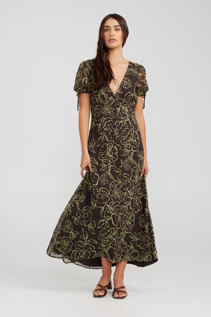 Charlie Holiday Magdalena Maxi Dress Stencil Floral