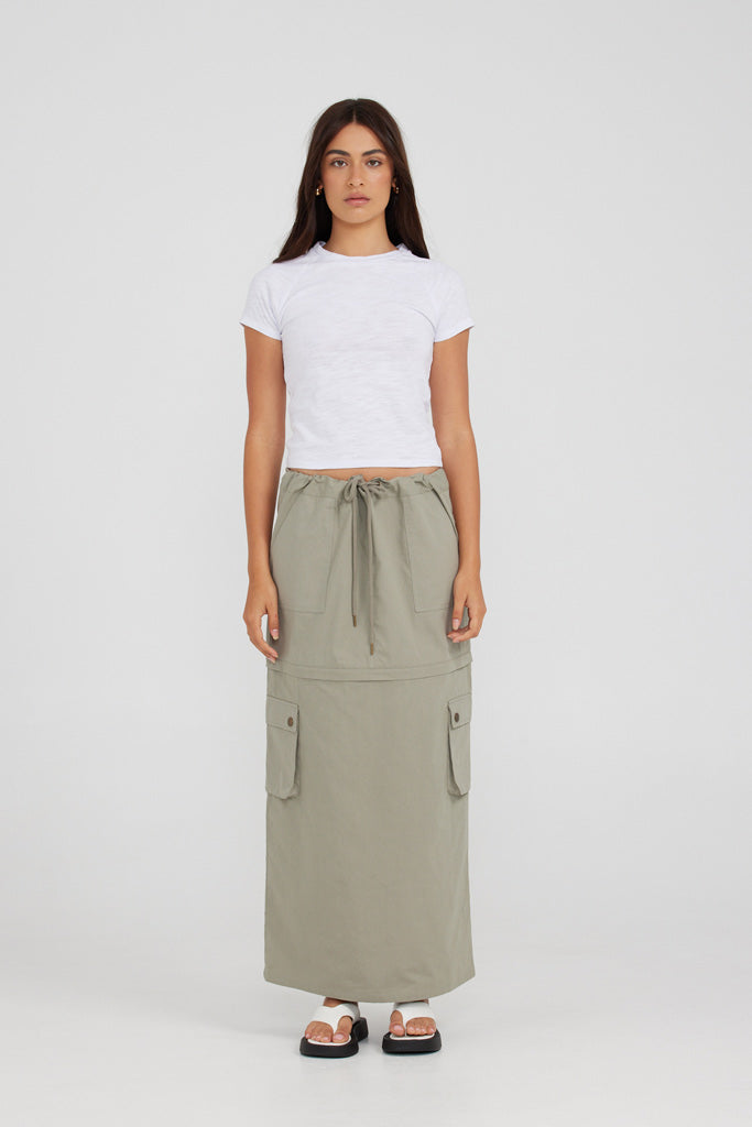 Charlie Holiday Amaya Cargo Skirt Sage