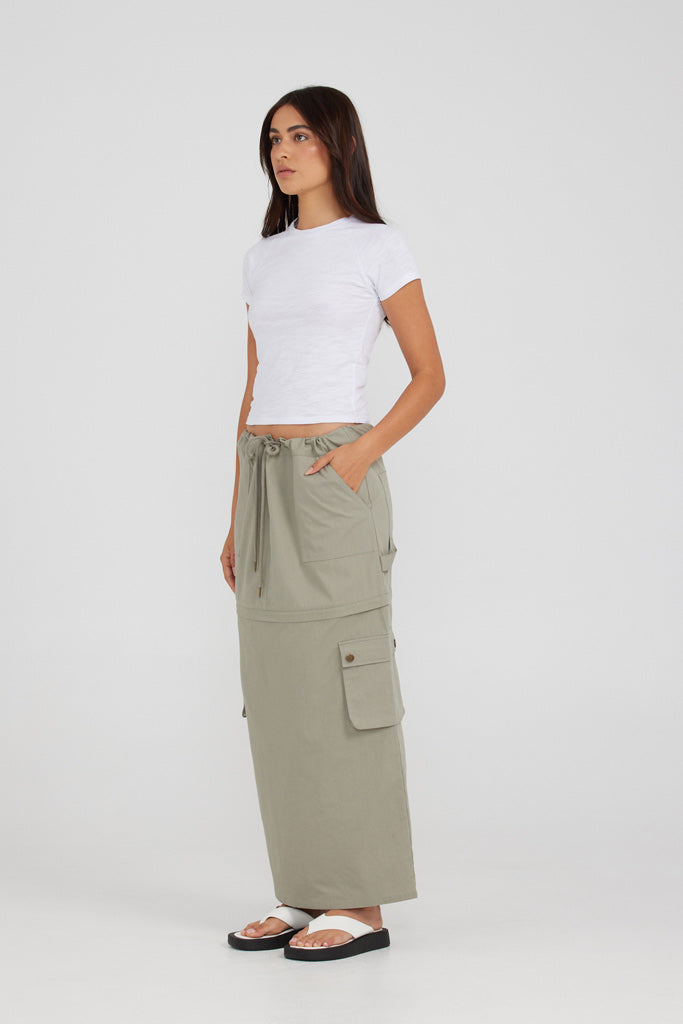 Charlie Holiday Amaya Cargo Skirt Sage