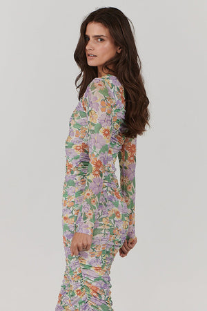 Charlie Holiday Valentina Ruched Dress Springtime Floral